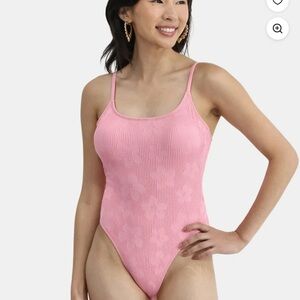 No Boundaries Pink One Piece Swimsuit with Spaghetti Straps